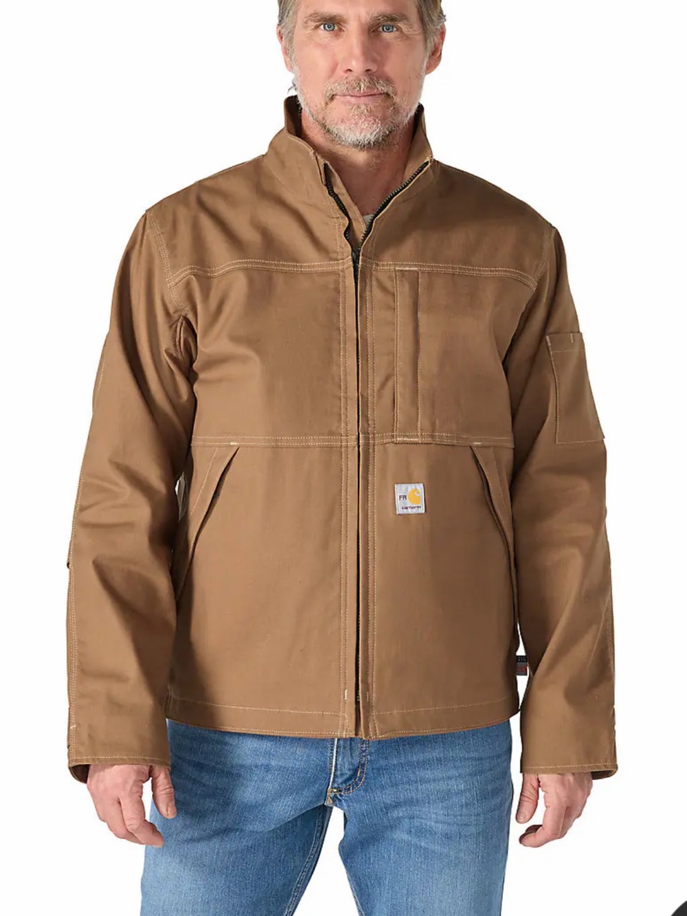 Carhartt Brown Duck Work Jacket - Men's Zip Front Shirt Jacket